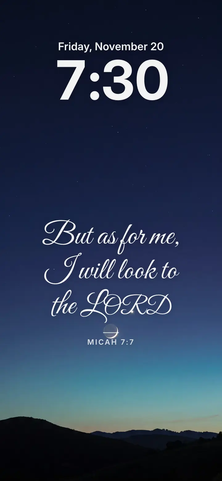 Night Sky: Micah 7:7 in Script lettering