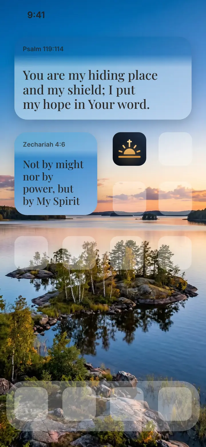Still Waters: an iPhone Home Screen with Psalm 119:114 beside the app icons
