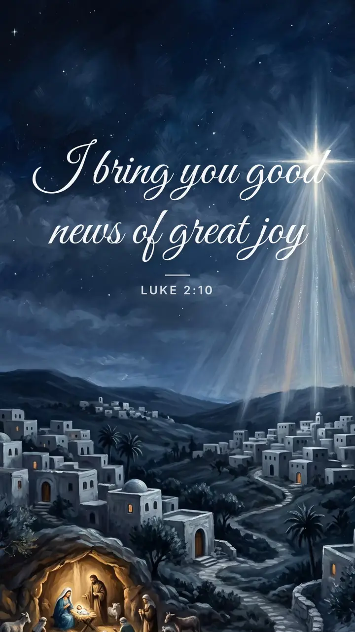 Christmas: Luke 2:10 on a Christmas picture